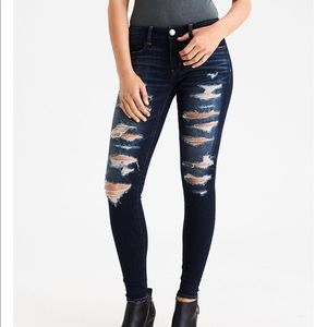 Dark wash distressed jeans